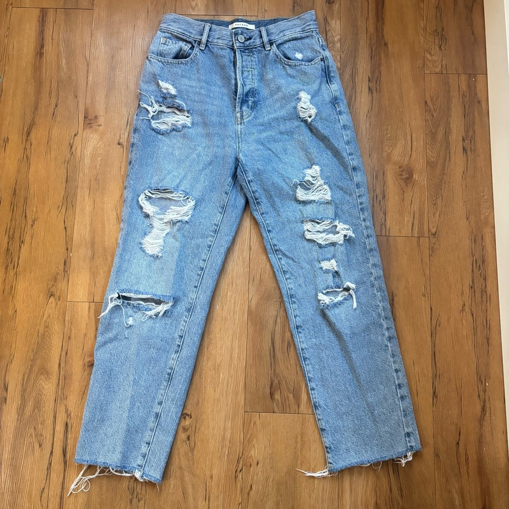 Pacsun Distressed High-Waisted Ripped Straight Leg Jeans